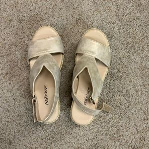 Antelope Women's Metallic Leather Wedge Platform Sandals